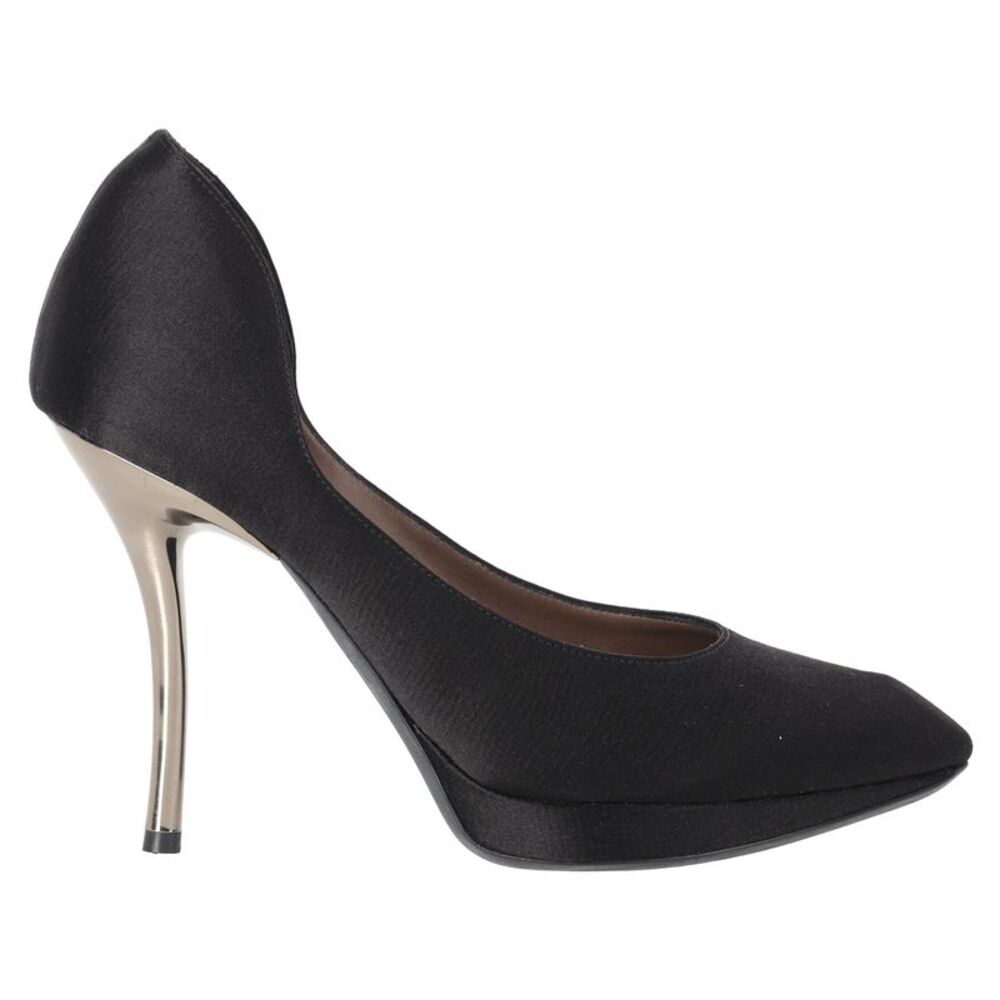 Lanvin Pointed-Toe Platform Pumps in Black Satin